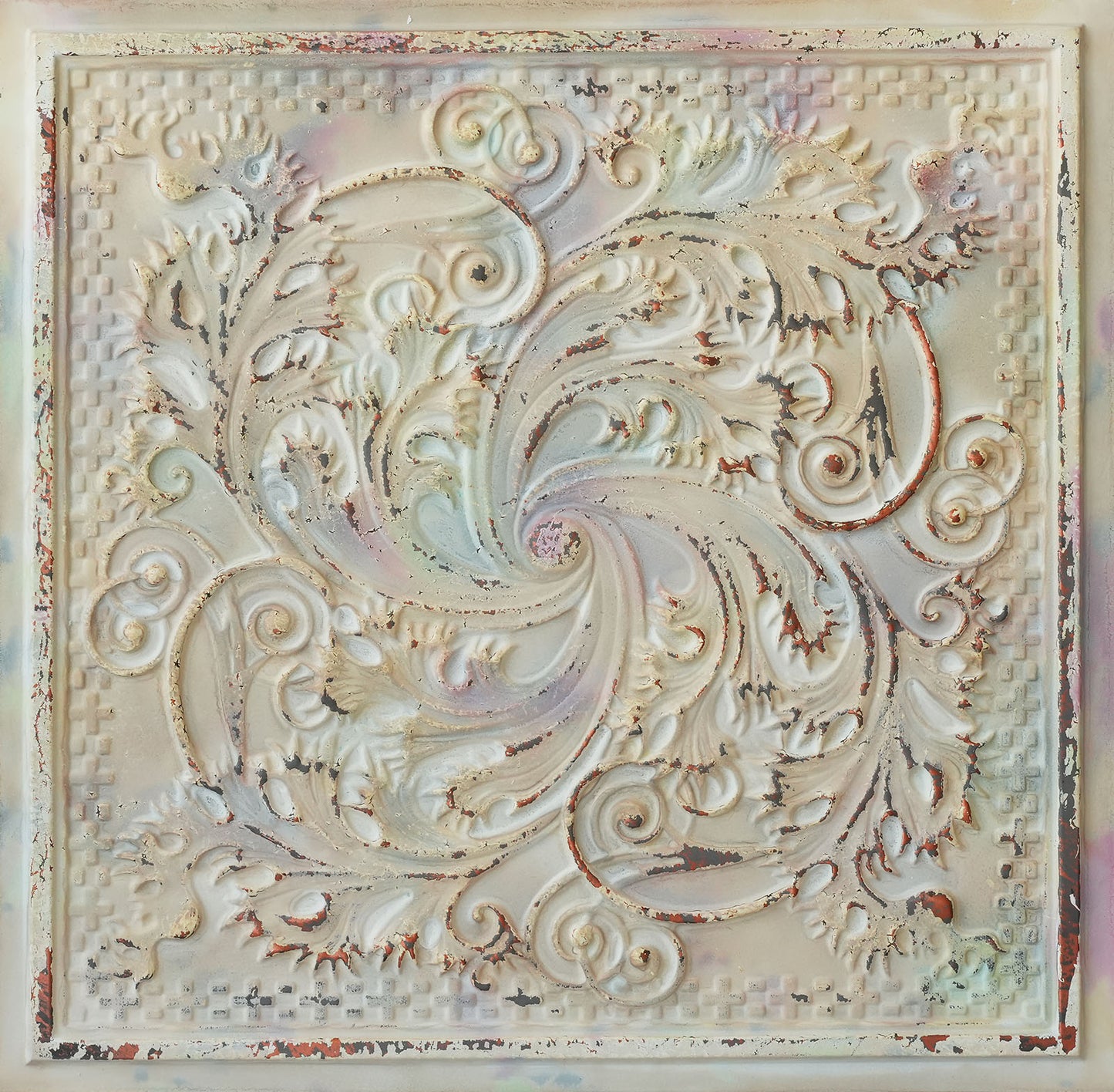 10tiles/lot Distressed Faux Tin Ceiling Tiles for Industrial Cafés, Craft Workshops and Retro Interiors PL62