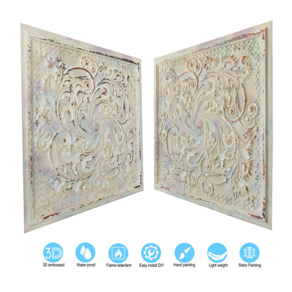 10tiles/lot Distressed Faux Tin Ceiling Tiles for Industrial Cafés, Craft Workshops and Retro Interiors PL62