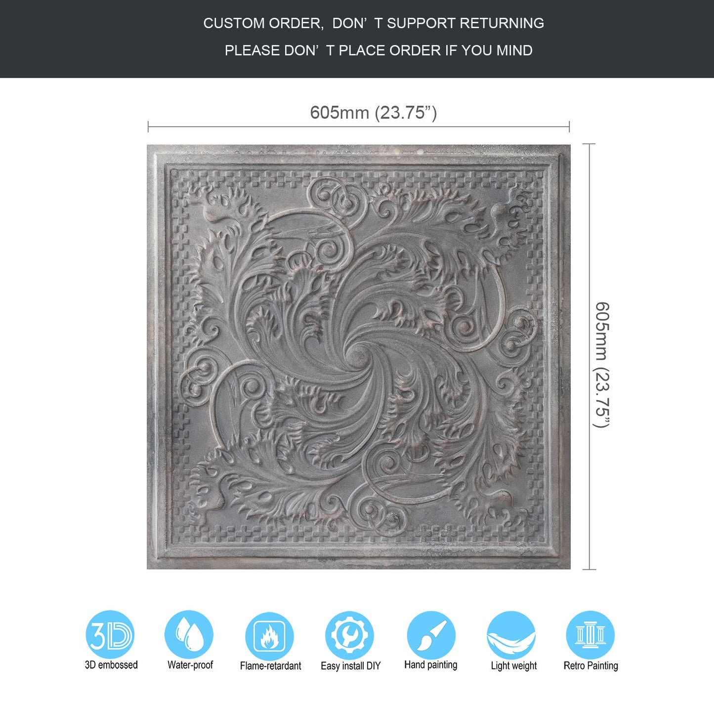 10tiles/lot Embossing Ceiling Tiles for Boutique Restaurants, Premium Lounges and Luxury Hotels PL62