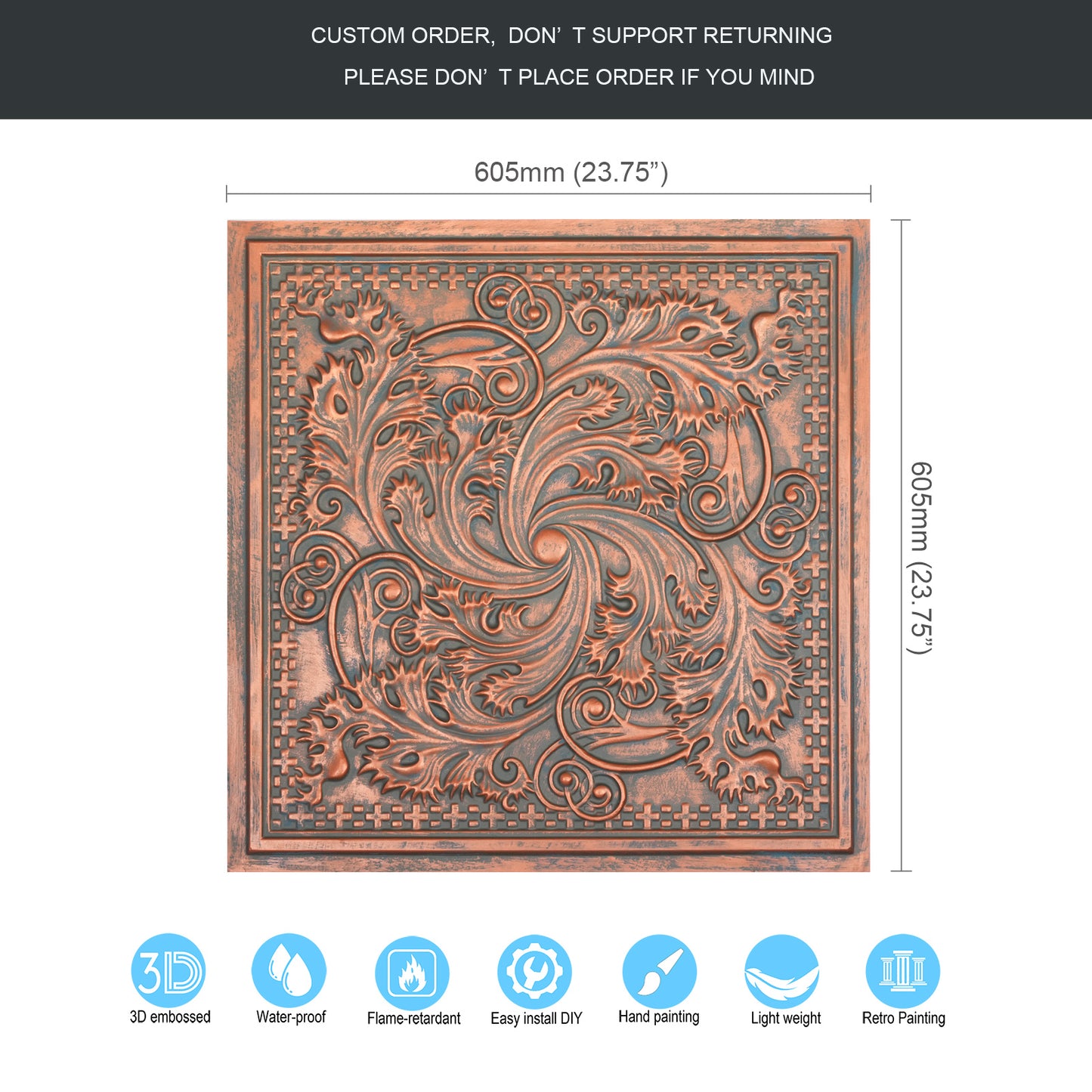 10tiles/lot Tin Ceiling Tiles for Book Cafés, Literary Stores and Creative Cultural Spaces PL62