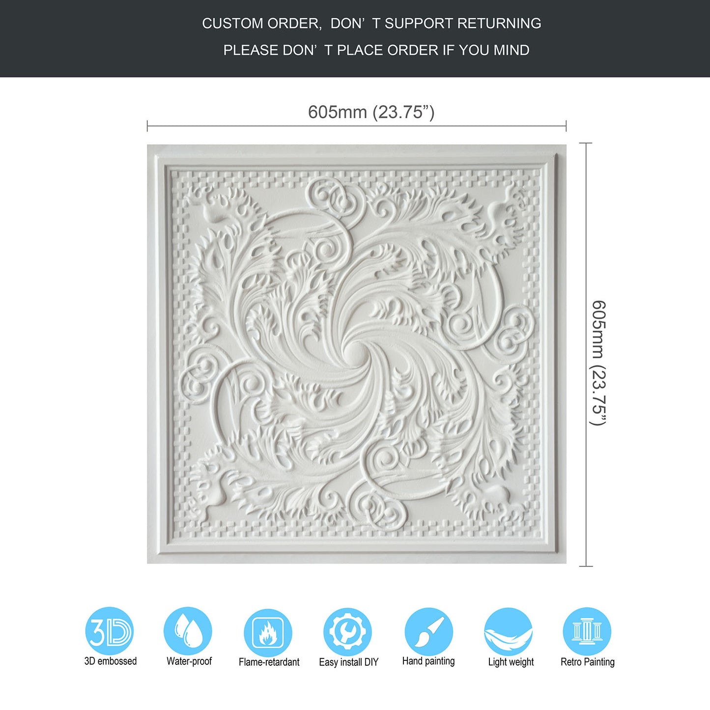 10tiles/lot Distressed Faux Tin Ceiling Tiles for Industrial Cafés, Craft Workshops and Retro Interiors PL62