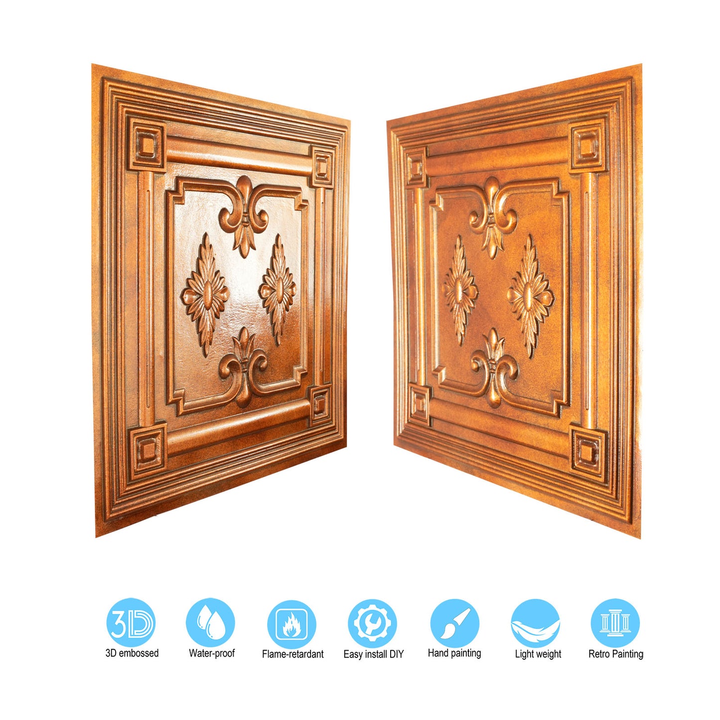 10tiles/lot Faux Metal Ceiling Tiles for Stylish Kitchens, Bedrooms and Interior Renovation PL63