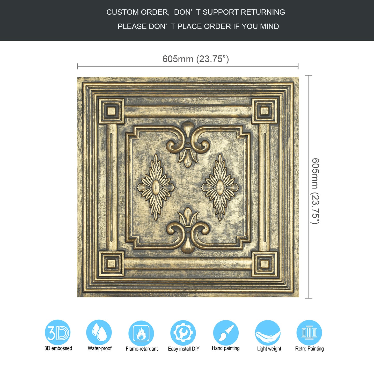 10tiles/lot Drop-In Decorative Tin Tiles for Hotels, Villas and Modern Office Buildings PL63