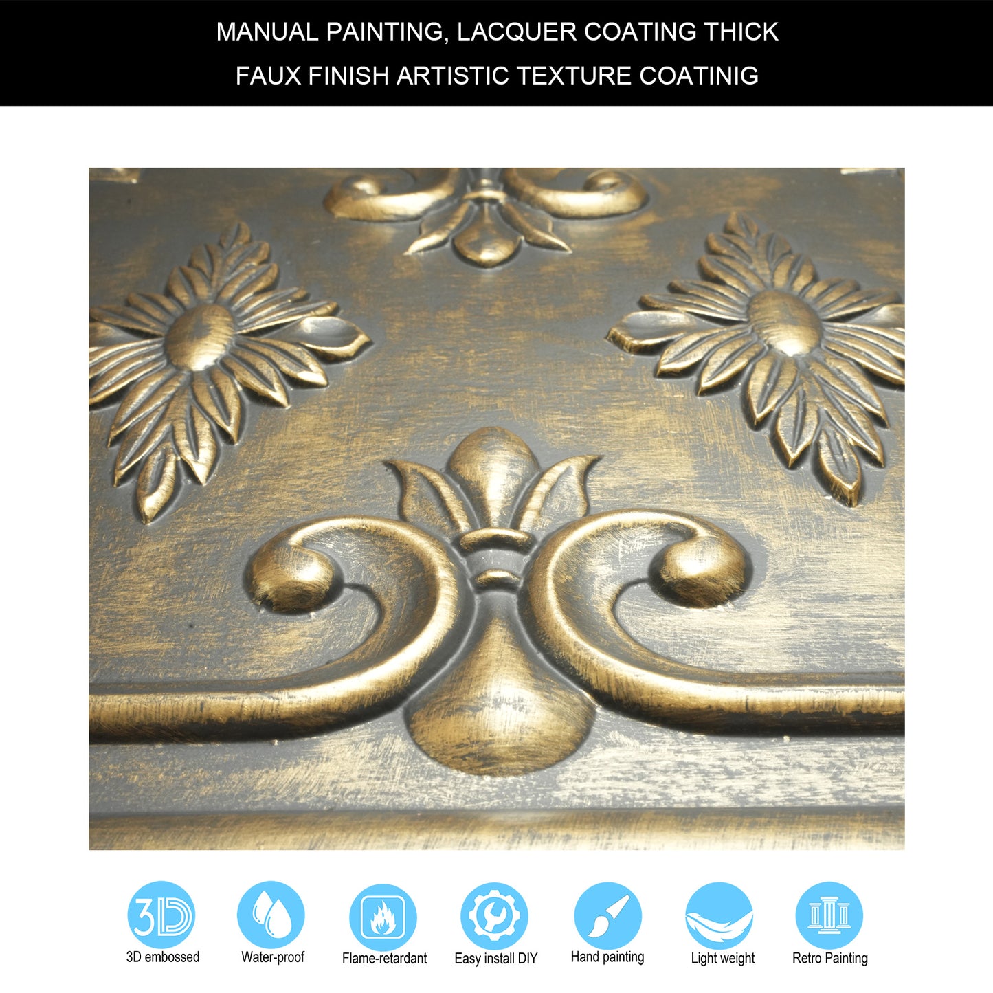 10tiles/lot Drop-In Decorative Tin Tiles for Hotels, Villas and Modern Office Buildings PL63