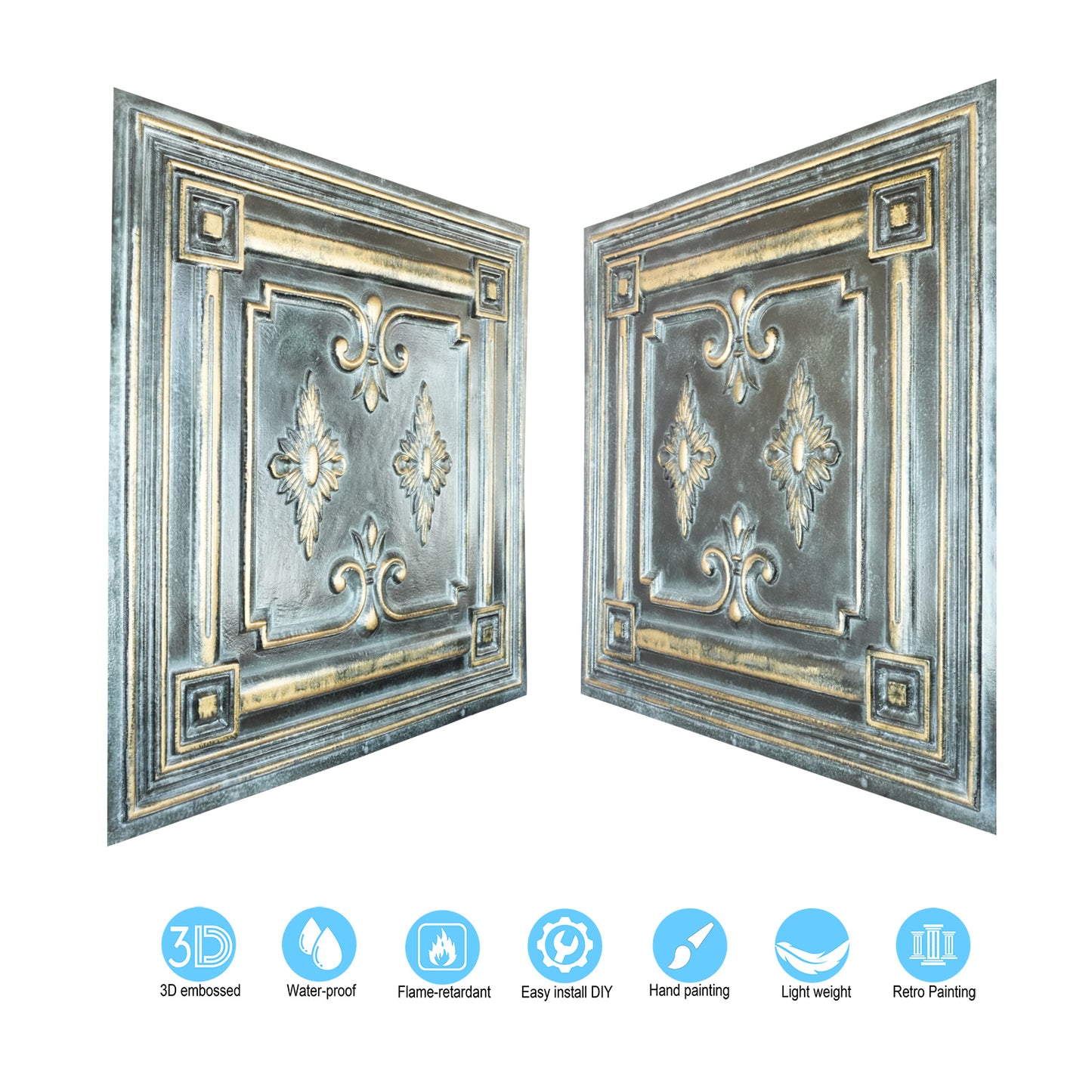 10tiles/lot Drop-In Decorative Tin Tiles for Hotels, Villas and Modern Office Buildings PL63