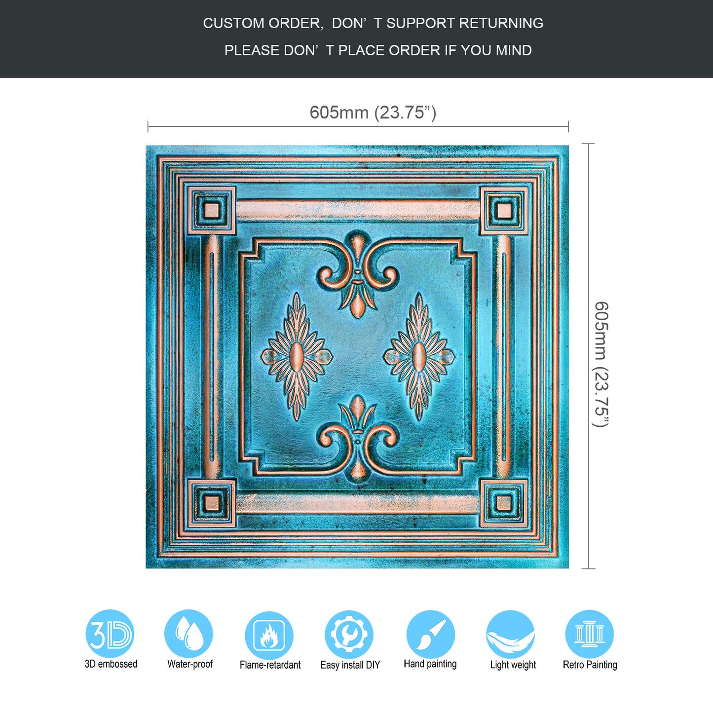 10tiles/lot Drop-In Decorative Tin Tiles for Hotels, Villas and Modern Office Buildings PL63