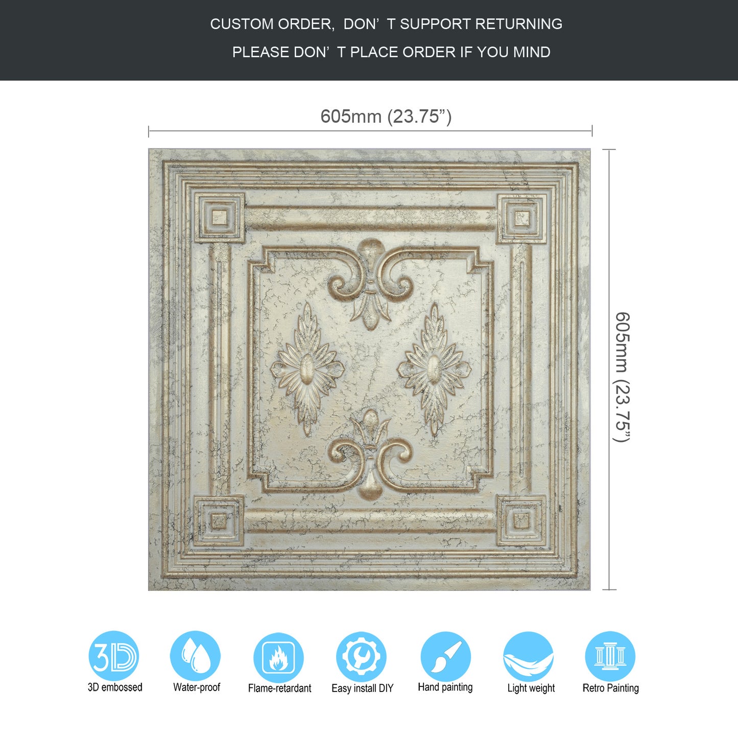 10tiles/lot Vintage Ceiling Panels for Book Bars, Art Cafés and Boutique Retail Shops PL63