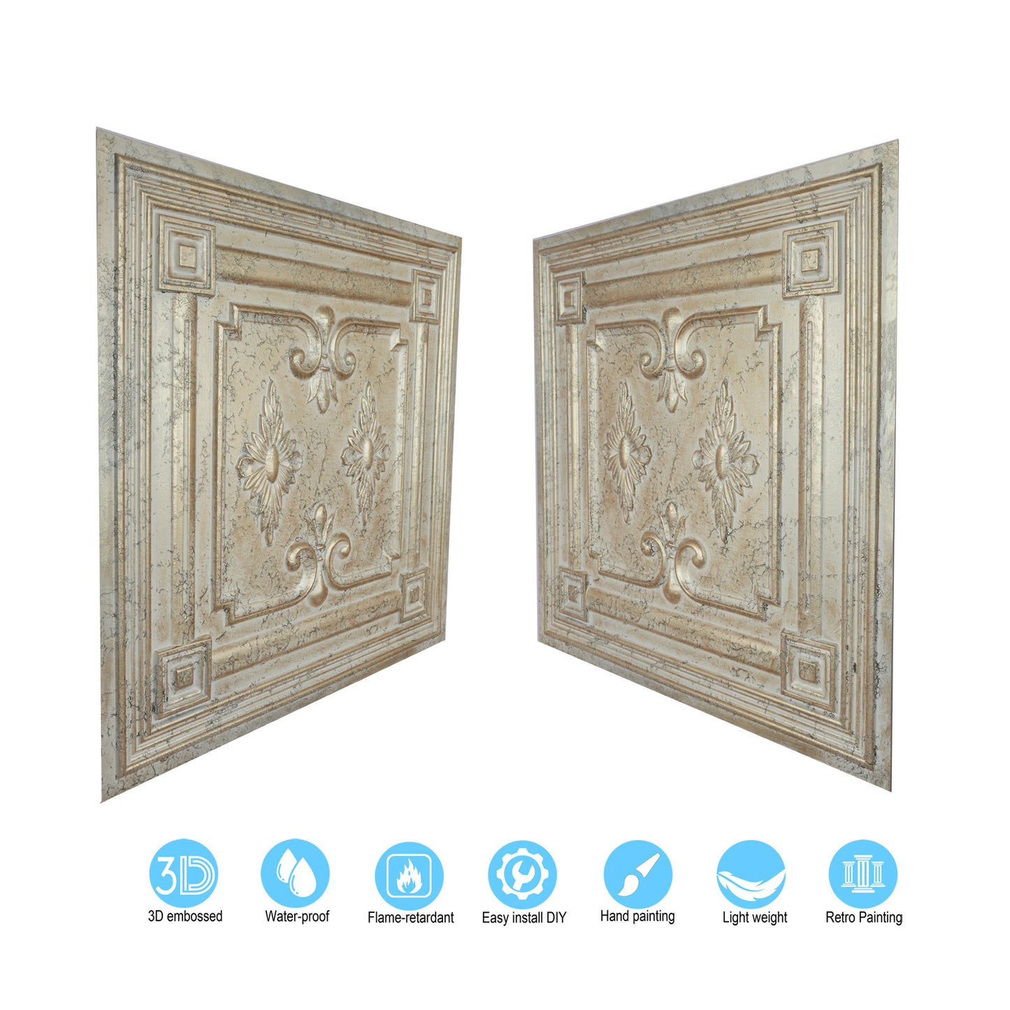 10tiles/lot Vintage Ceiling Panels for Book Bars, Art Cafés and Boutique Retail Shops PL63