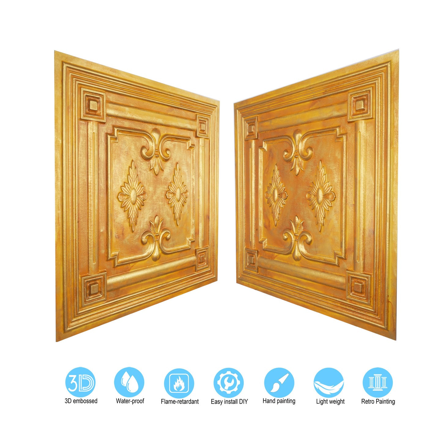 10tiles/lot Faux Metal Ceiling Tiles for Stylish Kitchens, Bedrooms and Interior Renovation PL63