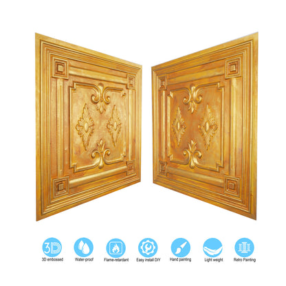 10tiles/lot Faux Metal Ceiling Tiles for Stylish Kitchens, Bedrooms and Interior Renovation PL63