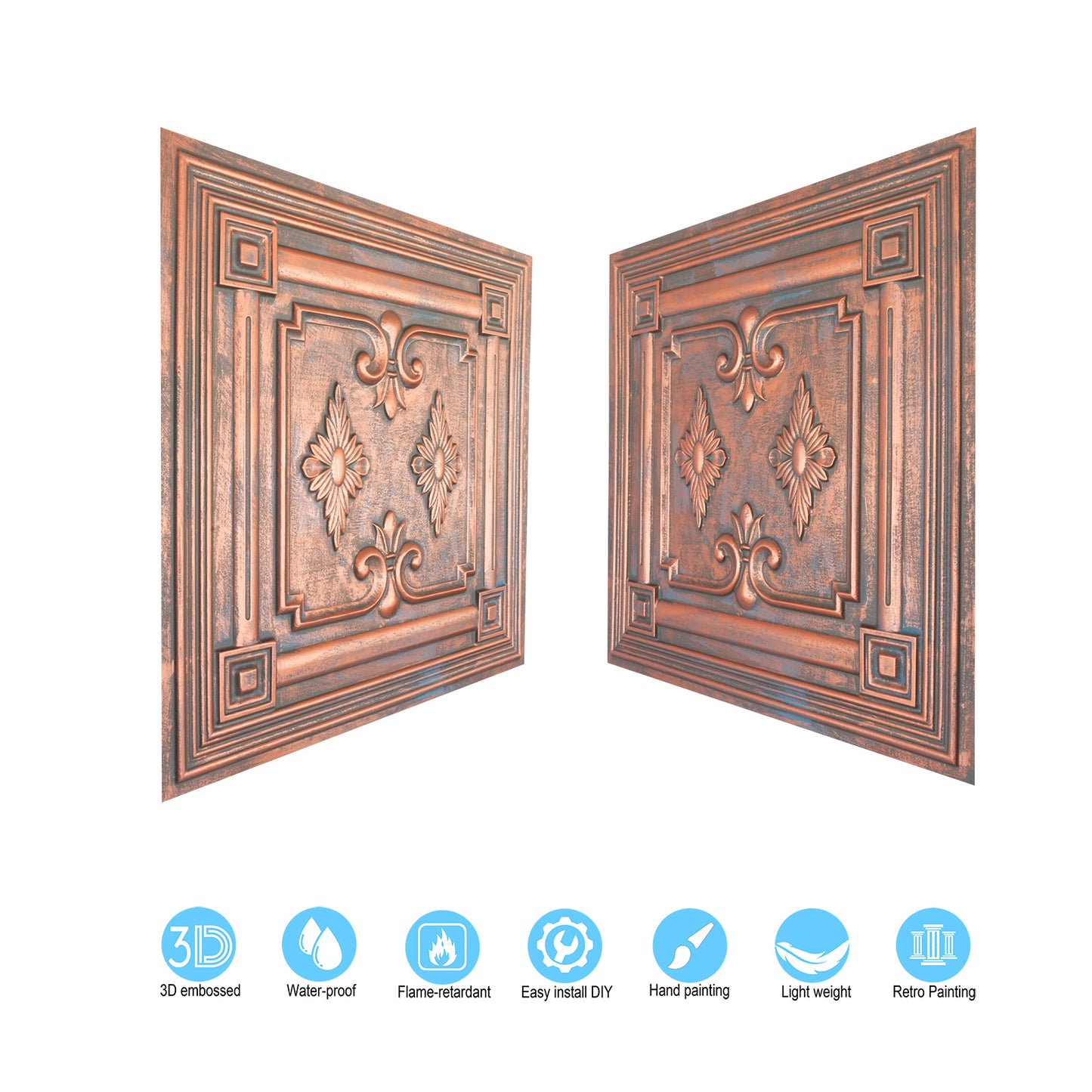 10tiles/lot Faux Metal Ceiling Tiles for Stylish Kitchens, Bedrooms and Interior Renovation PL63