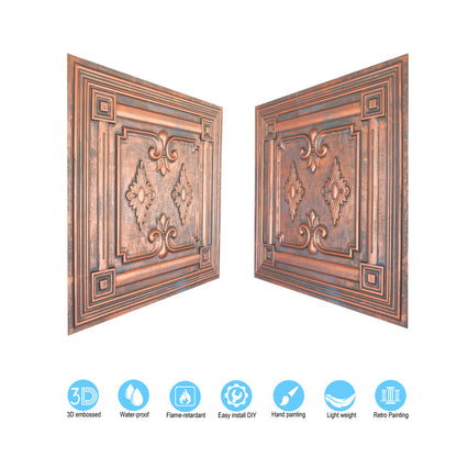 10tiles/lot Faux Metal Ceiling Tiles for Stylish Kitchens, Bedrooms and Interior Renovation PL63