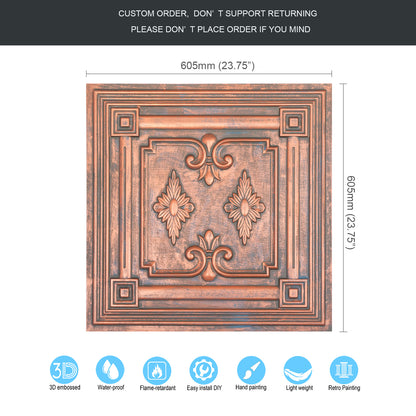 10tiles/lot Faux Metal Ceiling Tiles for Stylish Kitchens, Bedrooms and Interior Renovation PL63