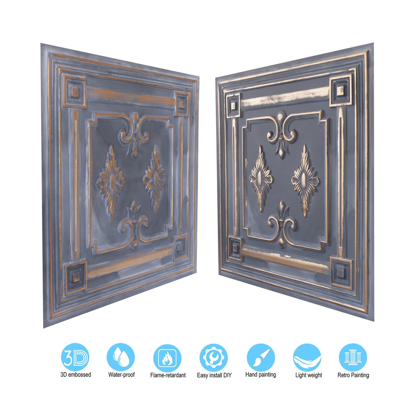 10tiles/lot Drop-In Decorative Tin Tiles for Hotels, Villas and Modern Office Buildings PL63