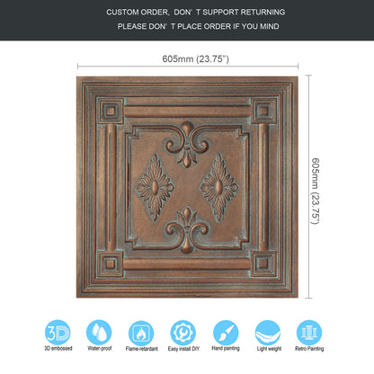 10tiles/lot 3D Faux Metal Ceiling Tiles for Stylish Bars, Clubs and Trendy Restaurants PL63