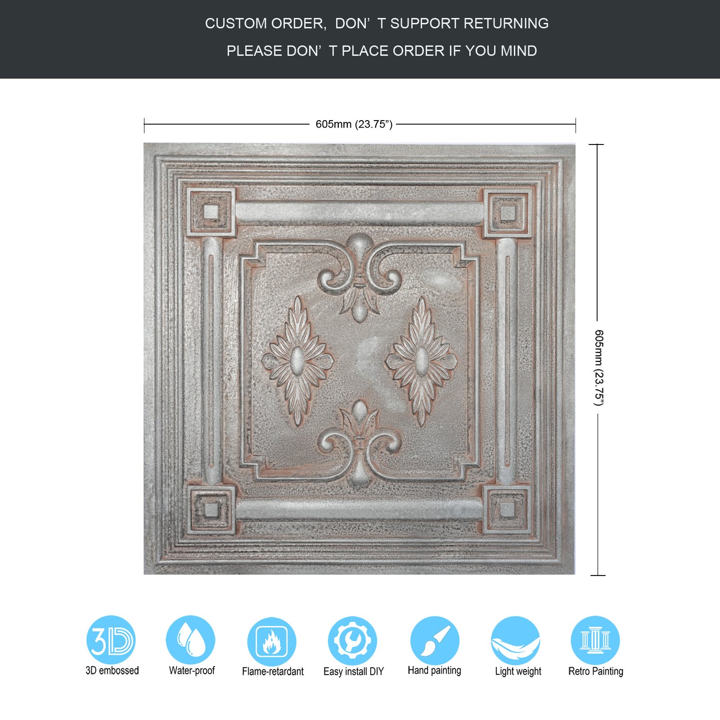 10tiles/lot Faux Tin Textured Tiles for Creative Restaurants, Coffee Shops and Unique Bars PL63