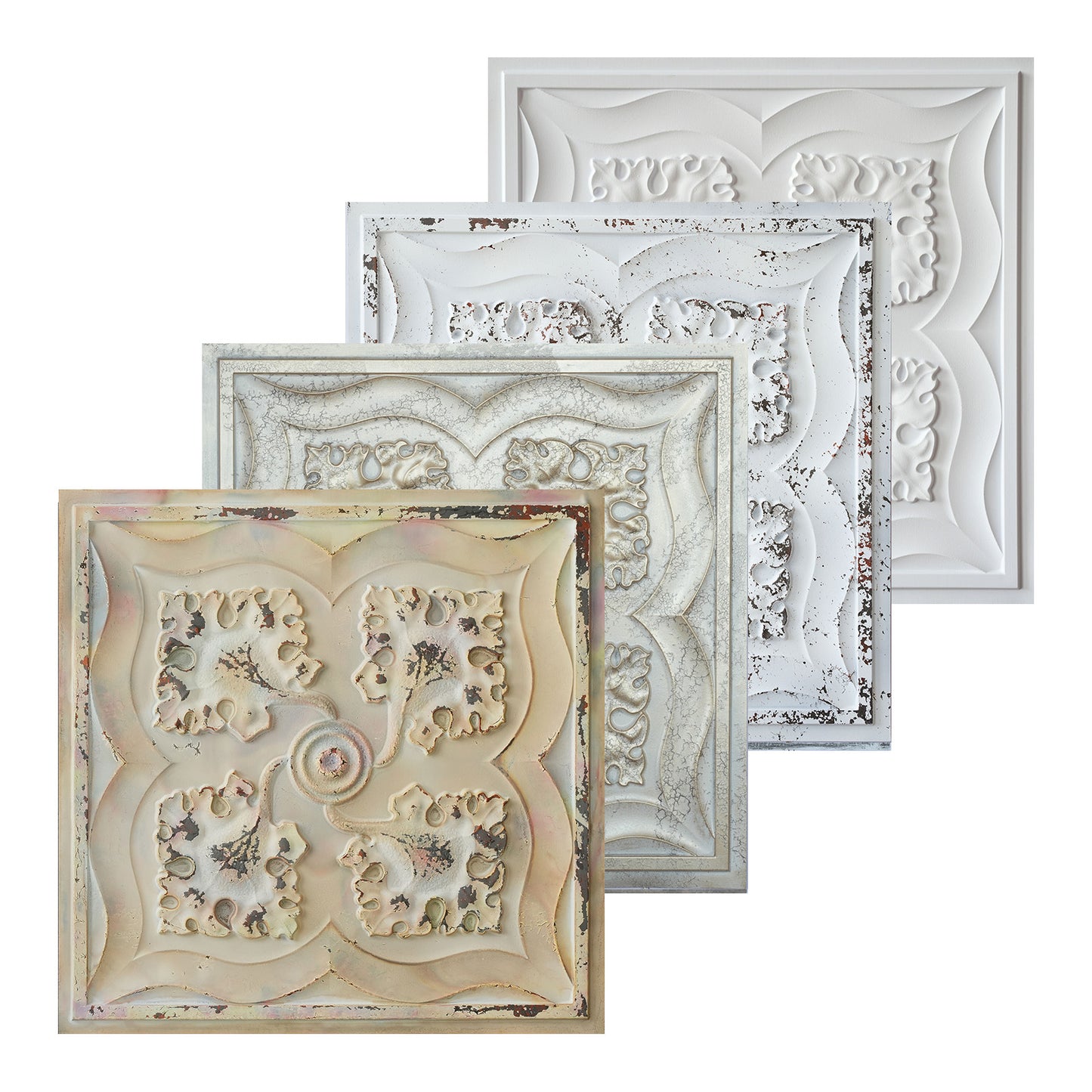 10tiles/lot Distressed Faux Tin Ceiling Tiles for Industrial Cafés, Craft Workshops and Retro Interiors PL64