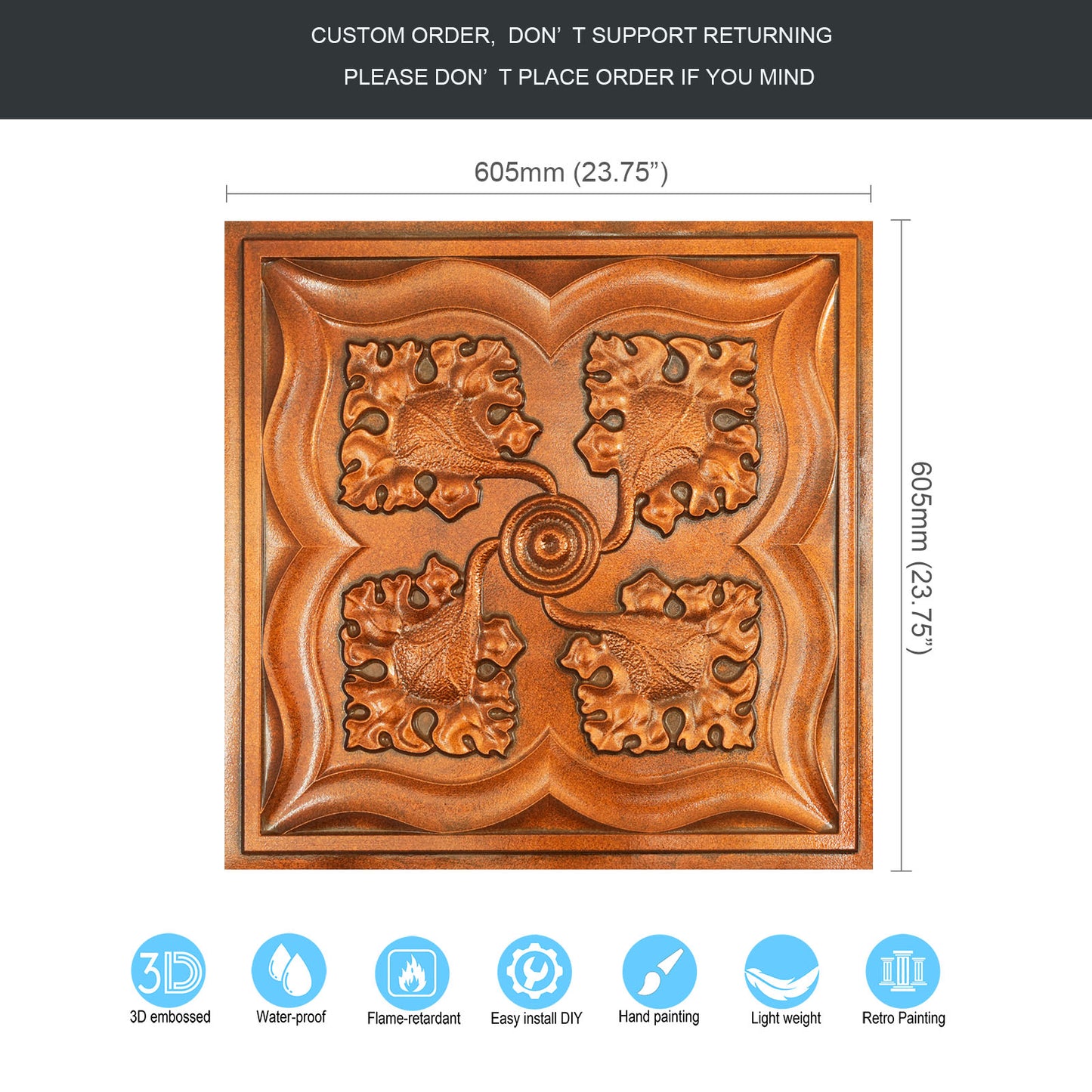 10tiles/lot DIY Faux Metal Ceiling Tile Panels for Café Bars, Studios and Artistic Interiors PL64