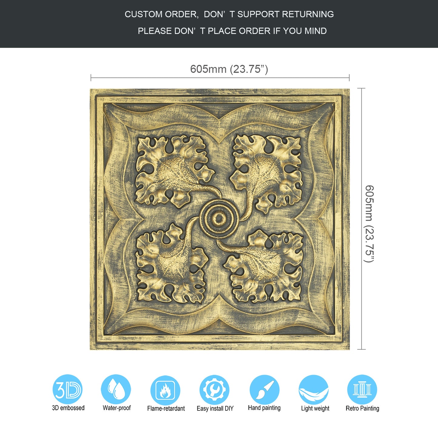 10tiles/lot 3D Faux Metal Ceiling Tiles for Stylish Bars, Clubs and Trendy Restaurants PL64