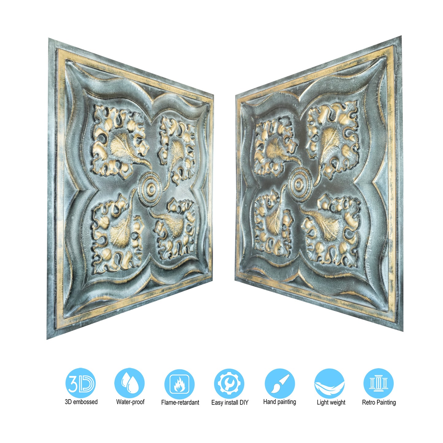 10tiles/lot 3D Faux Metal Ceiling Tiles for Stylish Bars, Clubs and Trendy Restaurants PL64