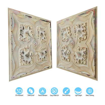 10tiles/lot Distressed Faux Tin Ceiling Tiles for Industrial Cafés, Craft Workshops and Retro Interiors PL64