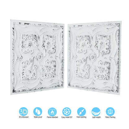 10tiles/lot Distressed Faux Tin Ceiling Tiles for Industrial Cafés, Craft Workshops and Retro Interiors PL64