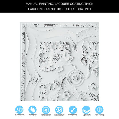 10tiles/lot Distressed Faux Tin Ceiling Tiles for Industrial Cafés, Craft Workshops and Retro Interiors PL64