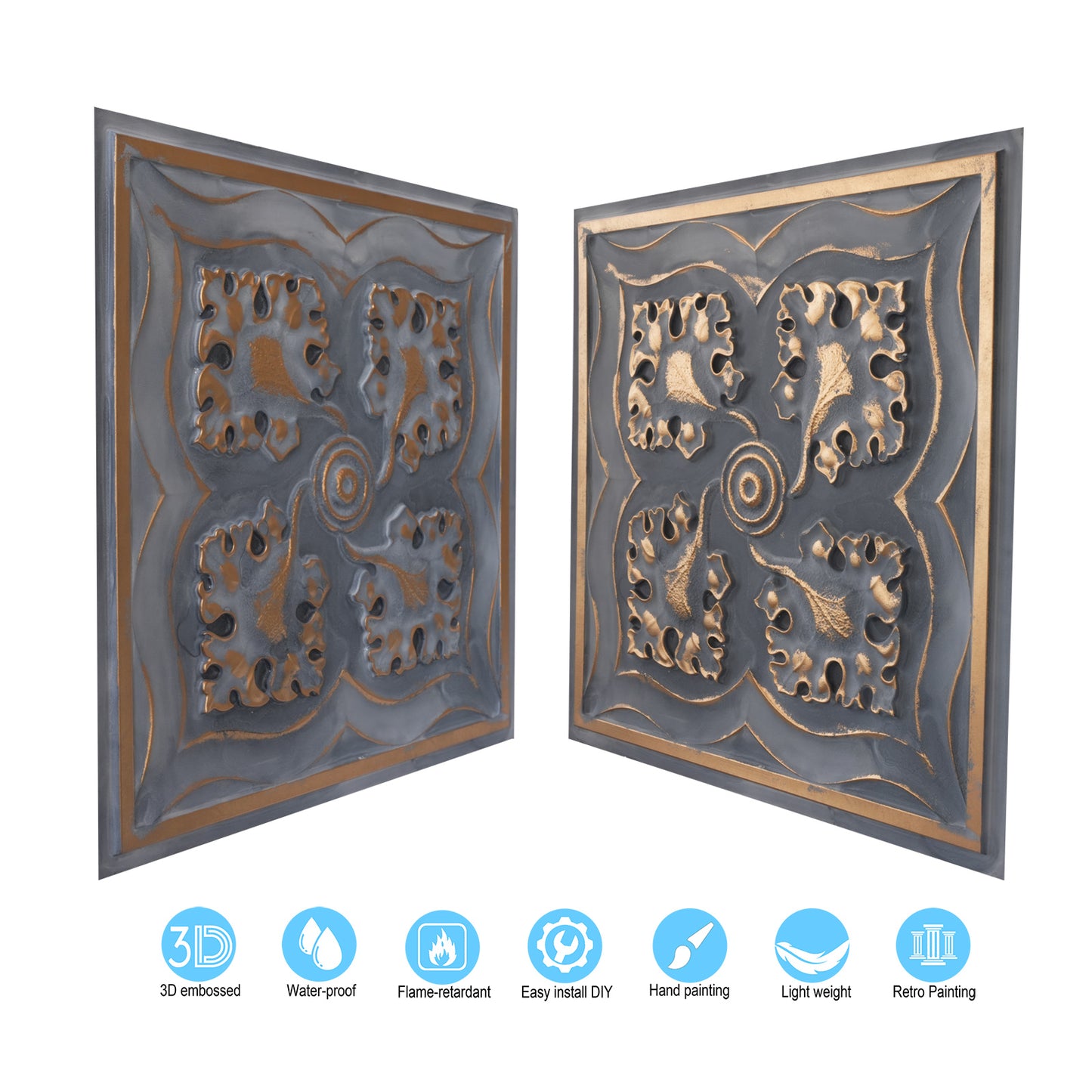 10tiles/lot 3D Faux Metal Ceiling Tiles for Stylish Bars, Clubs and Trendy Restaurants PL64