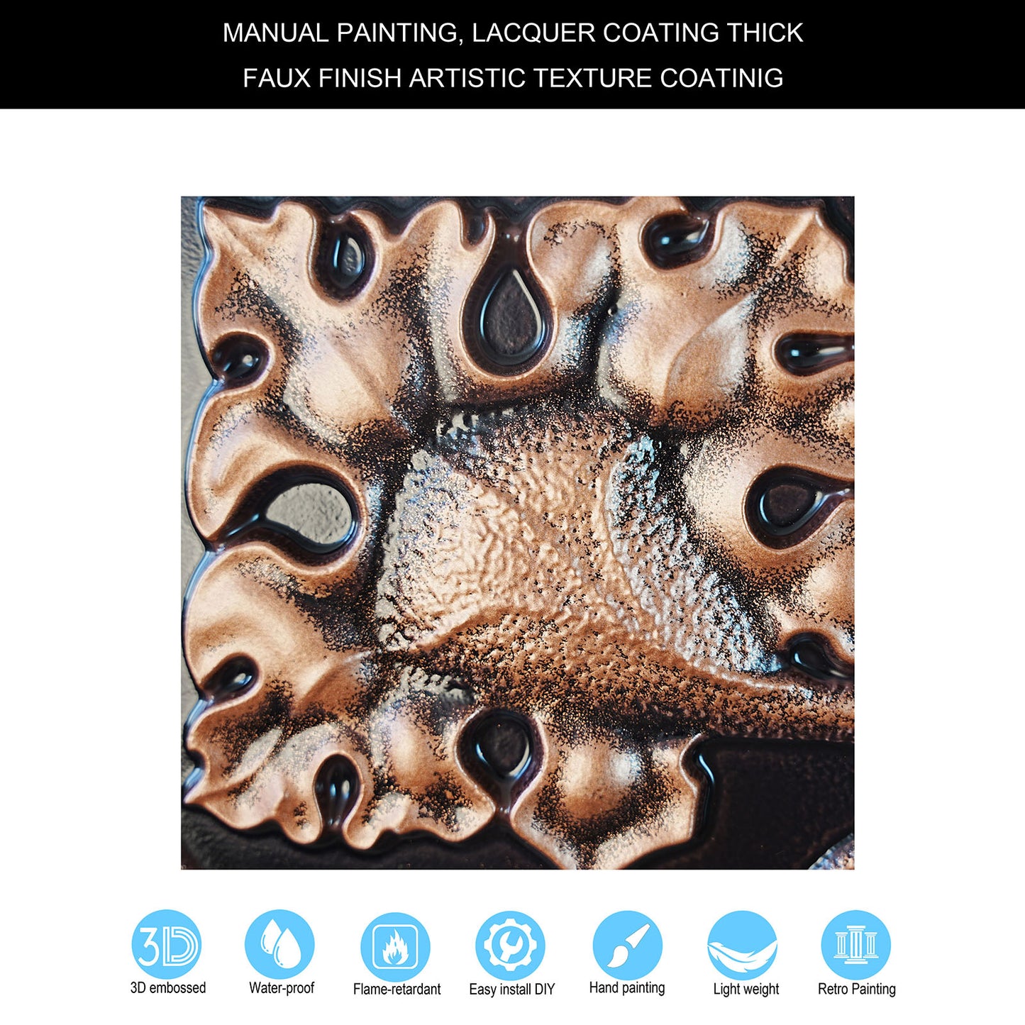 10tiles/lot DIY Faux Metal Ceiling Tile Panels for Café Bars, Studios and Artistic Interiors PL64