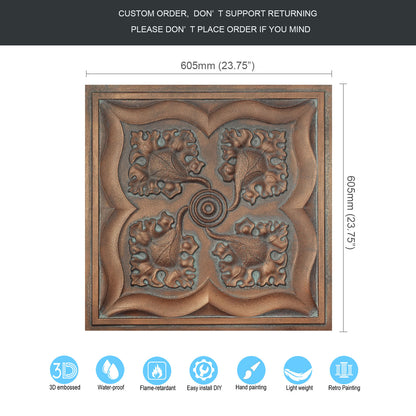 10tiles/lot DIY Faux Metal Ceiling Tile Panels for Café Bars, Studios and Artistic Interiors PL64