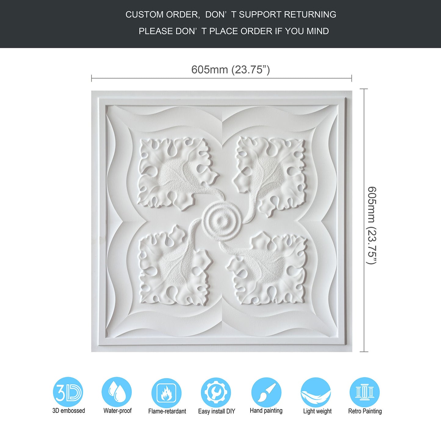 10tiles/lot Distressed Faux Tin Ceiling Tiles for Industrial Cafés, Craft Workshops and Retro Interiors PL64