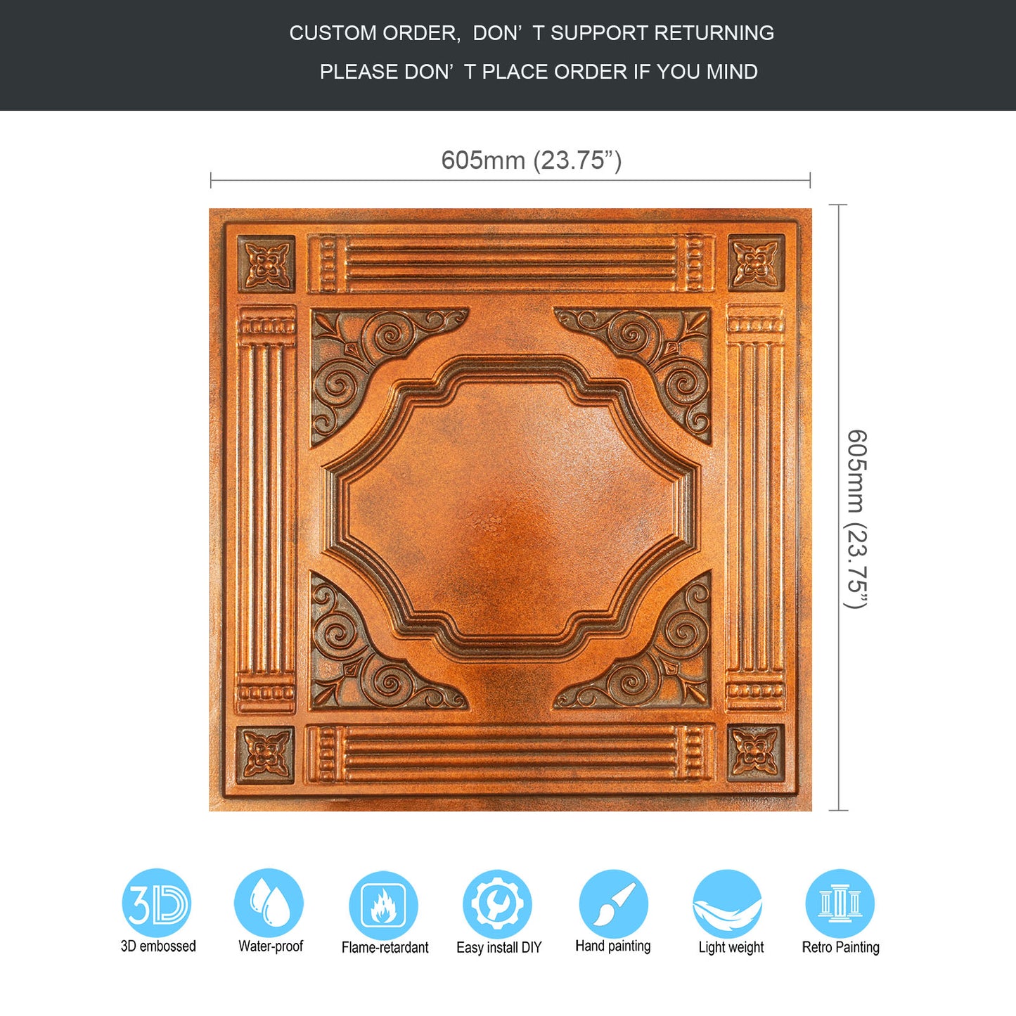 10tiles/lot Embossed Ceiling Tiles for Elegant Restaurants, Coffee Shops and Contemporary Bedrooms PL65