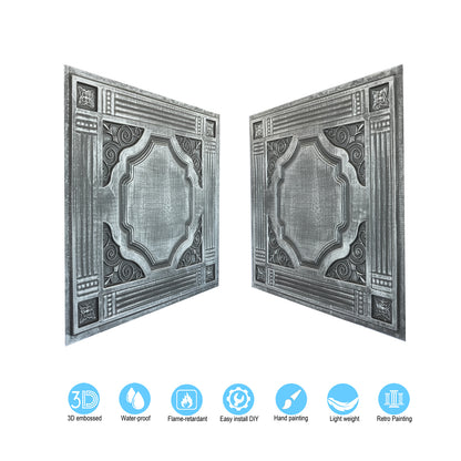 10tiles/lot DIY Faux Metal Ceiling Tile Panels for Café Bars, Studios and Artistic Interiors PL65