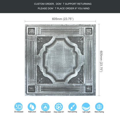 10tiles/lot DIY Faux Metal Ceiling Tile Panels for Café Bars, Studios and Artistic Interiors PL65