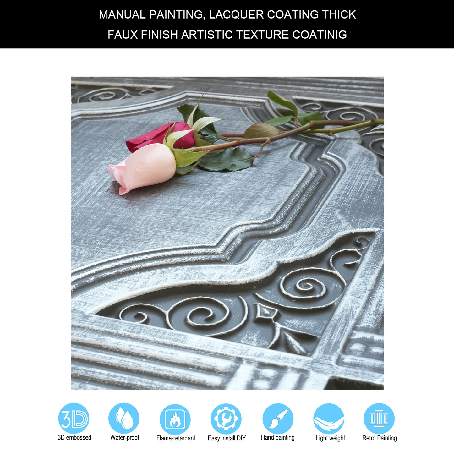 10tiles/lot DIY Faux Metal Ceiling Tile Panels for Café Bars, Studios and Artistic Interiors PL65