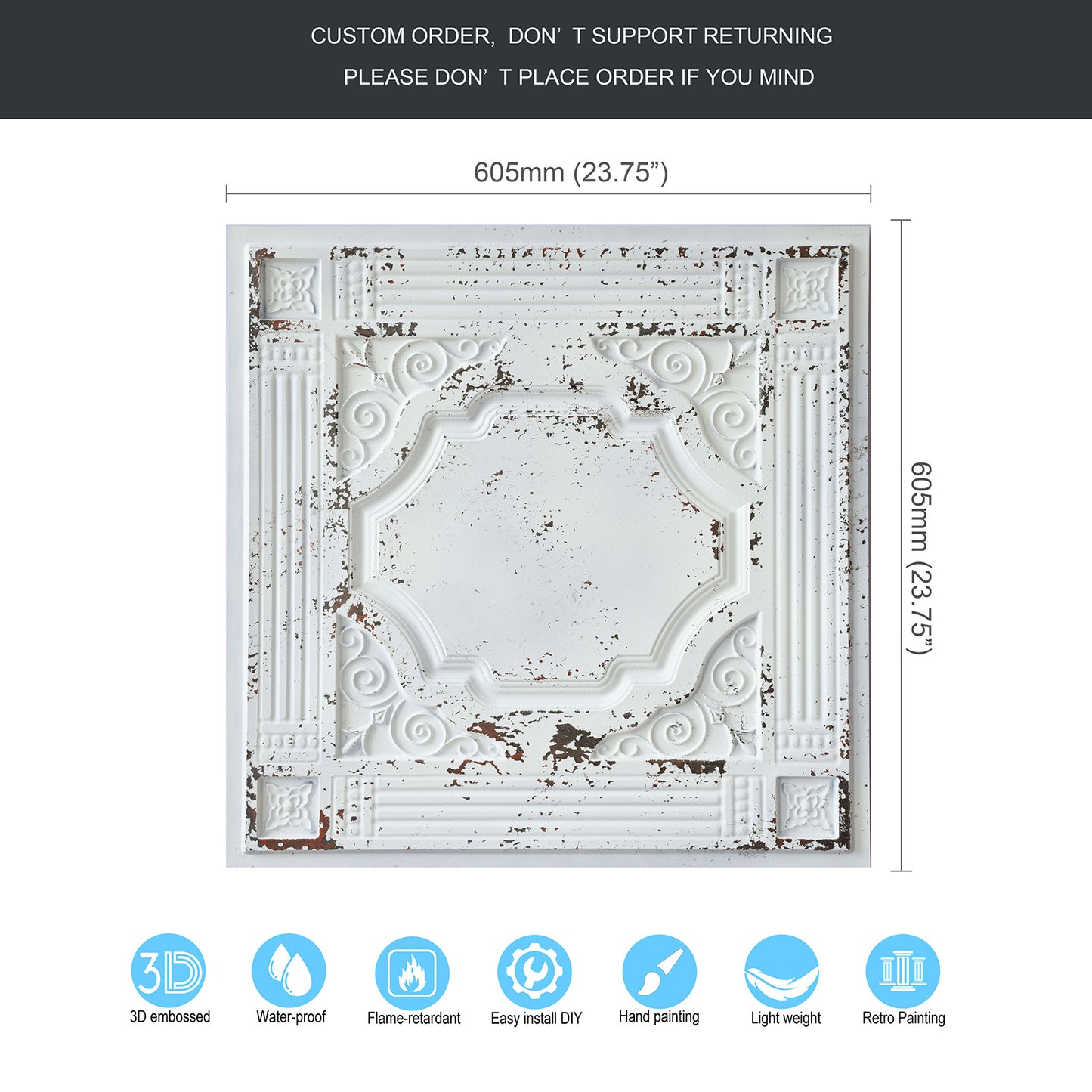 10tiles/lot 3D Ceiling Tiles for Modern Bedrooms, Kitchens, Cafés and Creative Interior Spaces PL65