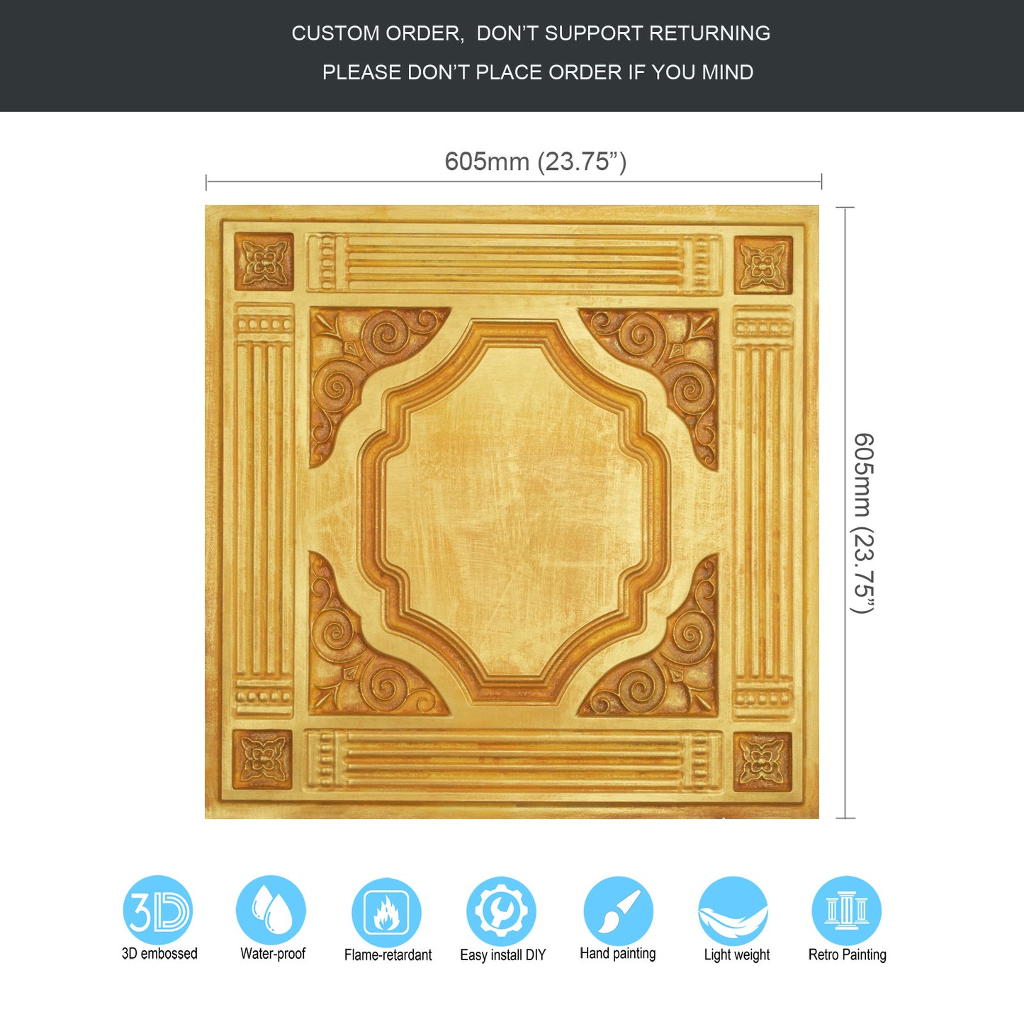 10tiles/lot Embossed Ceiling Tiles for Elegant Restaurants, Coffee Shops and Contemporary Bedrooms PL65