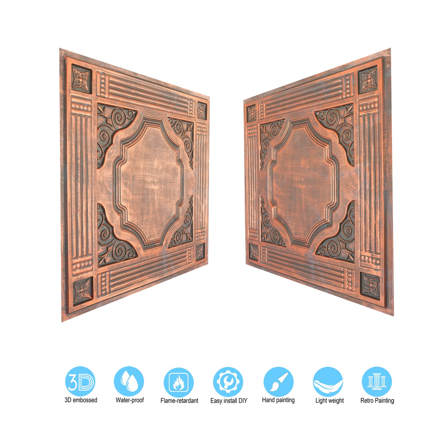 10tiles/lot Embossed Ceiling Tiles for Elegant Restaurants, Coffee Shops and Contemporary Bedrooms PL65