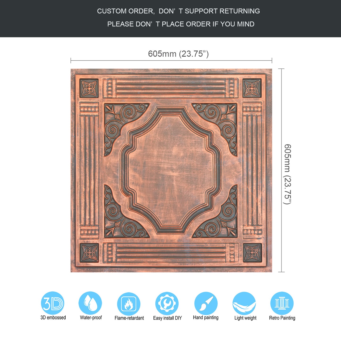 10tiles/lot Embossed Ceiling Tiles for Elegant Restaurants, Coffee Shops and Contemporary Bedrooms PL65