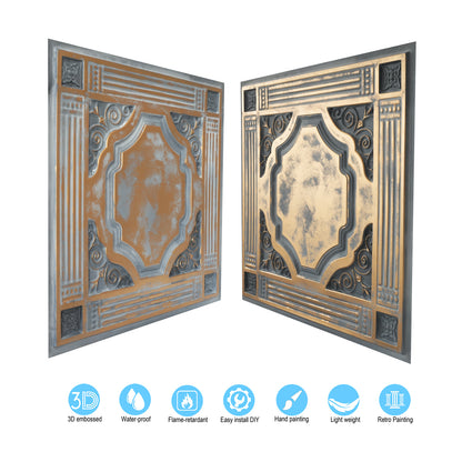 10tiles/lot Faux Tin Embossed Tiles for Luxury Apartments, Villas and Modern Home Interiors PL65