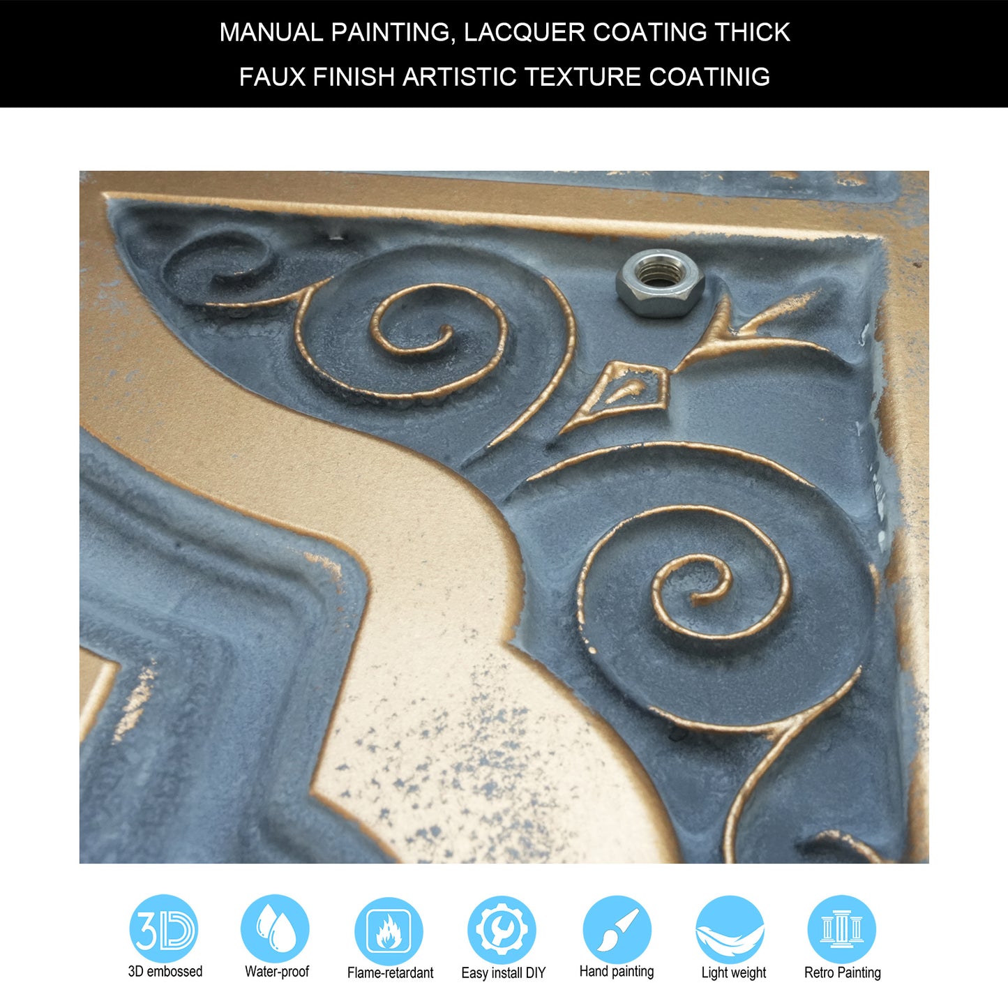 10tiles/lot Faux Tin Embossed Tiles for Luxury Apartments, Villas and Modern Home Interiors PL65