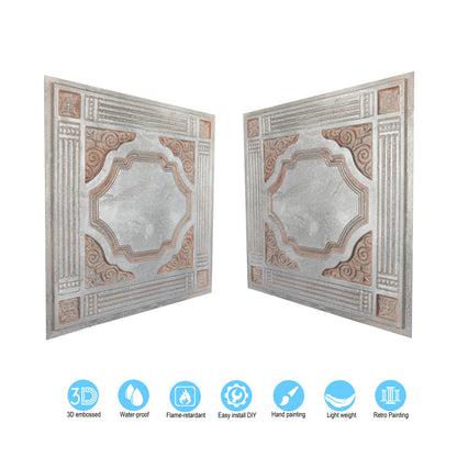 10tiles/lot DIY Faux Metal Ceiling Tile Panels for Café Bars, Studios and Artistic Interiors PL65