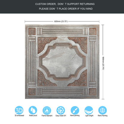 10tiles/lot DIY Faux Metal Ceiling Tile Panels for Café Bars, Studios and Artistic Interiors PL65