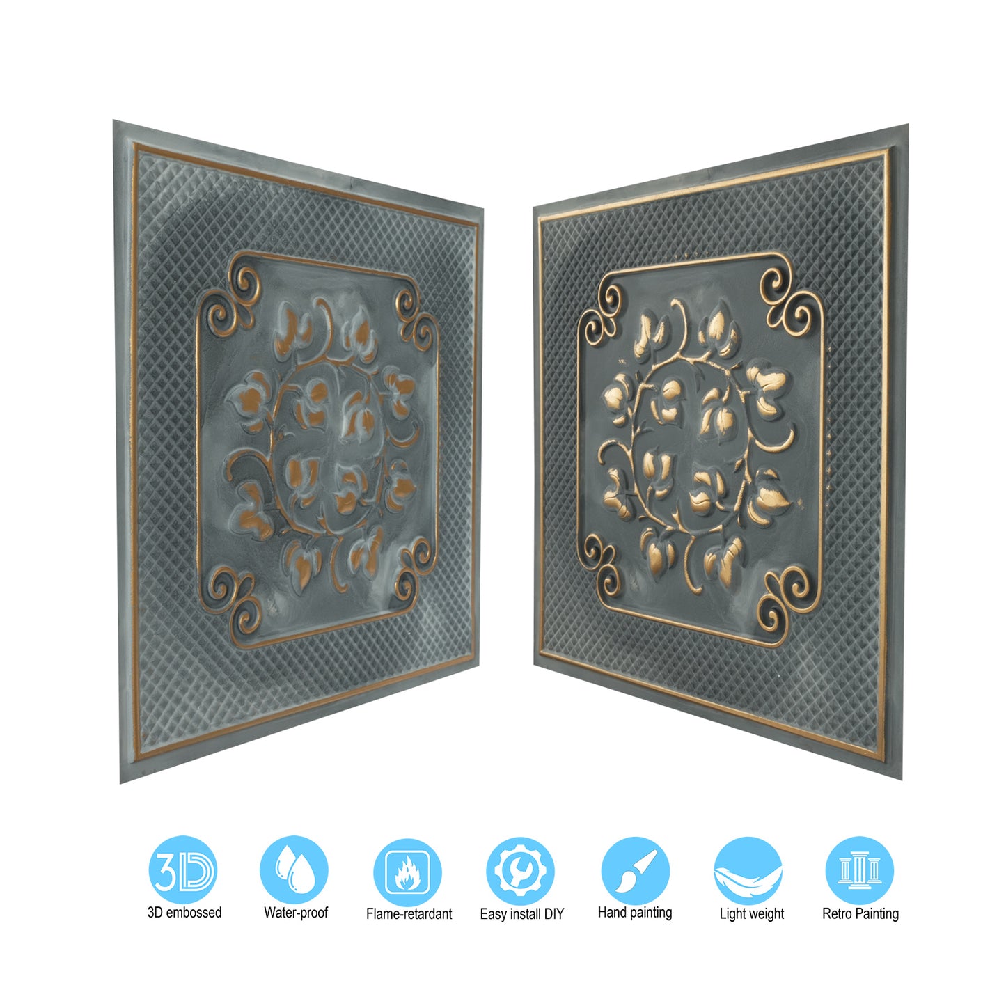 10tiles/lot Antique Ceiling Tiles for Premium Hotels, Mansions, Villas and Classic Dining Rooms PL66