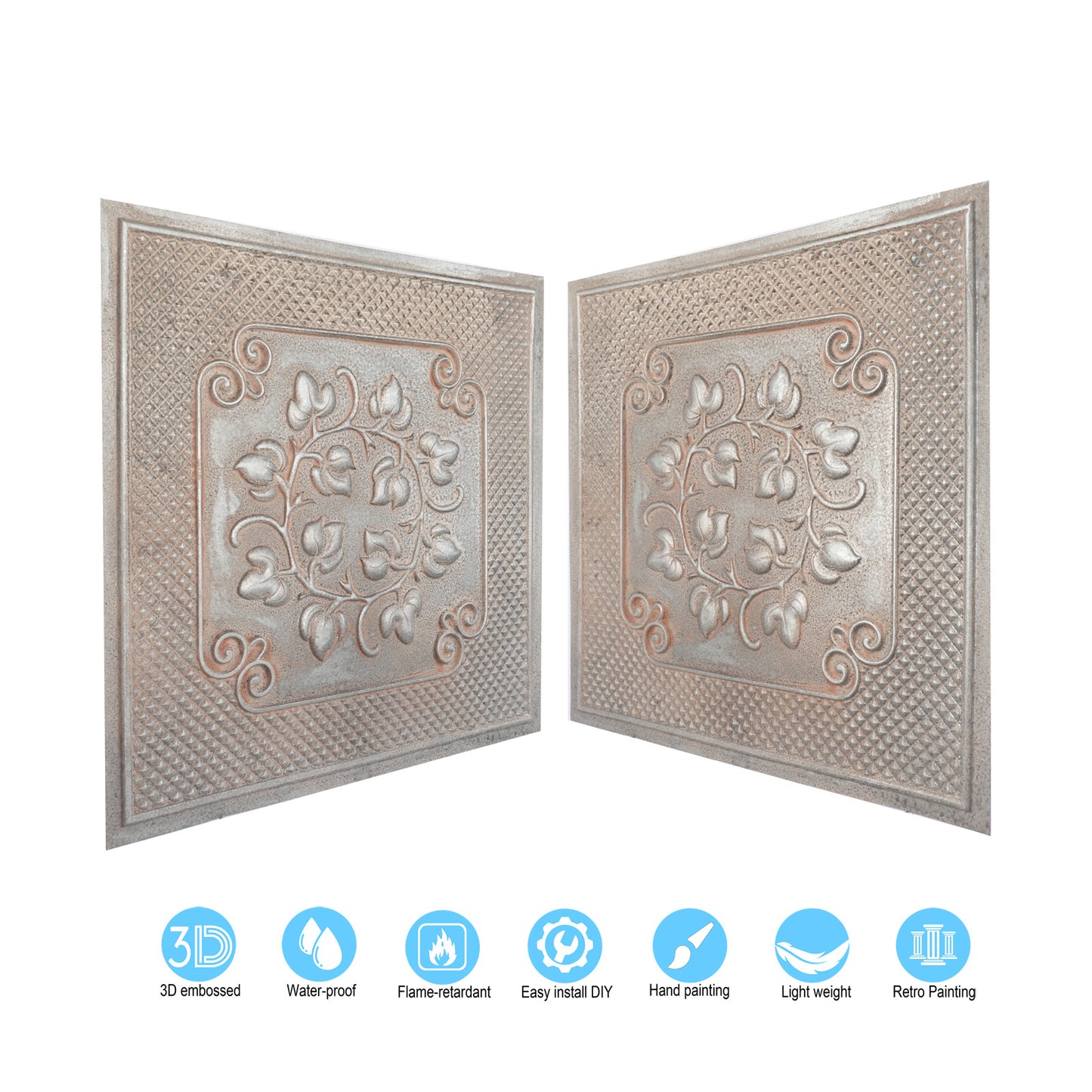 10tiles/lot Vintage Ceiling Tiles for Wine Cellars, Old-World Restaurants and Artistic Rooms PL66