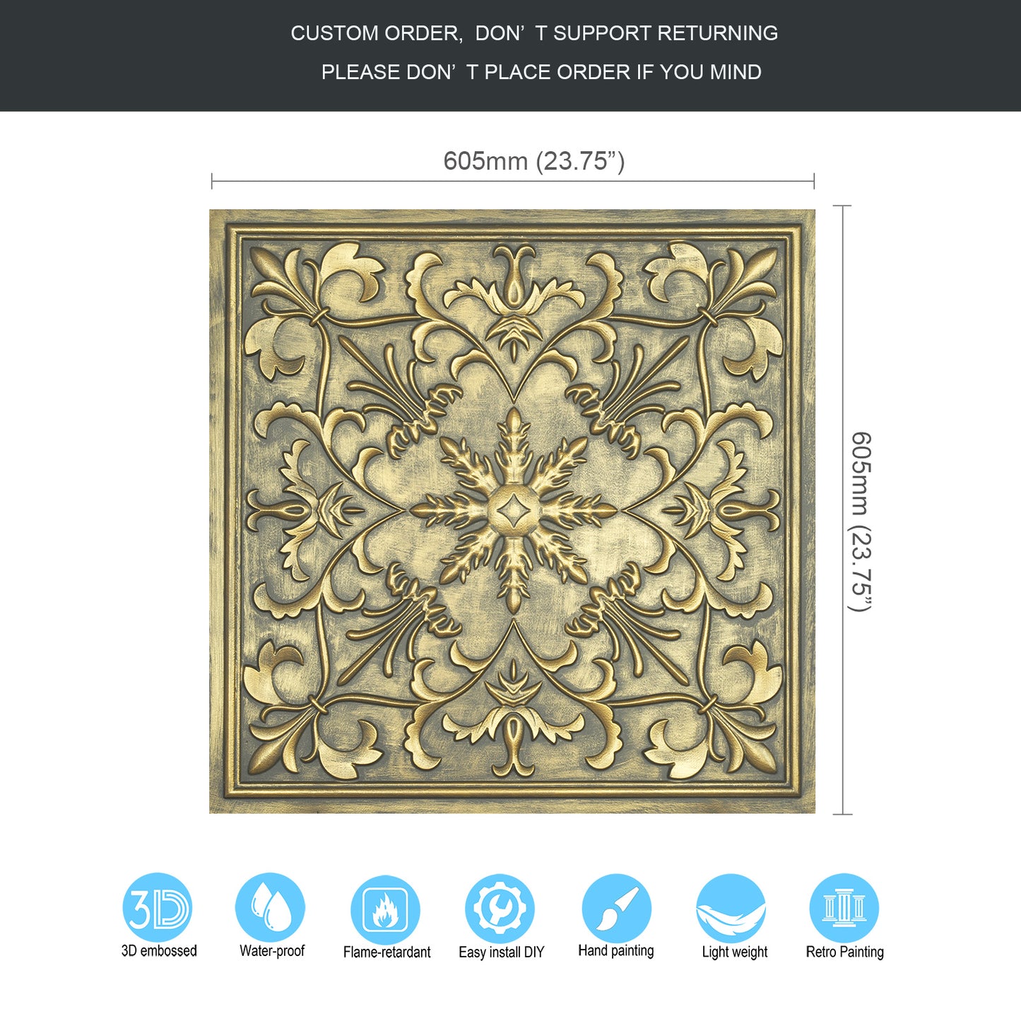 10tiles/lot Faux Metal Ceiling Tiles for Bars, Cafés, Lounges and Contemporary Interiors PL70