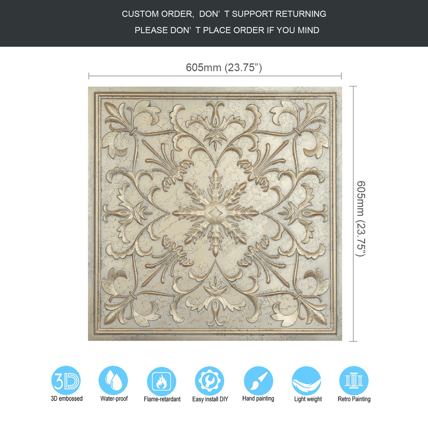 10tiles/lot Artistic Ceiling Tiles for Libraries, Museums, Craft Studios and Cultural Interiors PL70