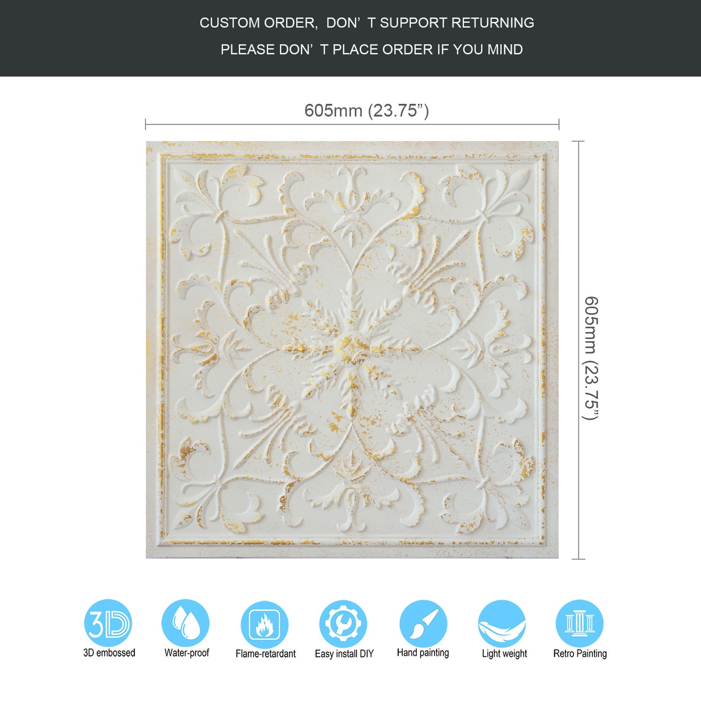 10tiles/lot Artistic Ceiling Tiles for Libraries, Museums, Craft Studios and Cultural Interiors PL70