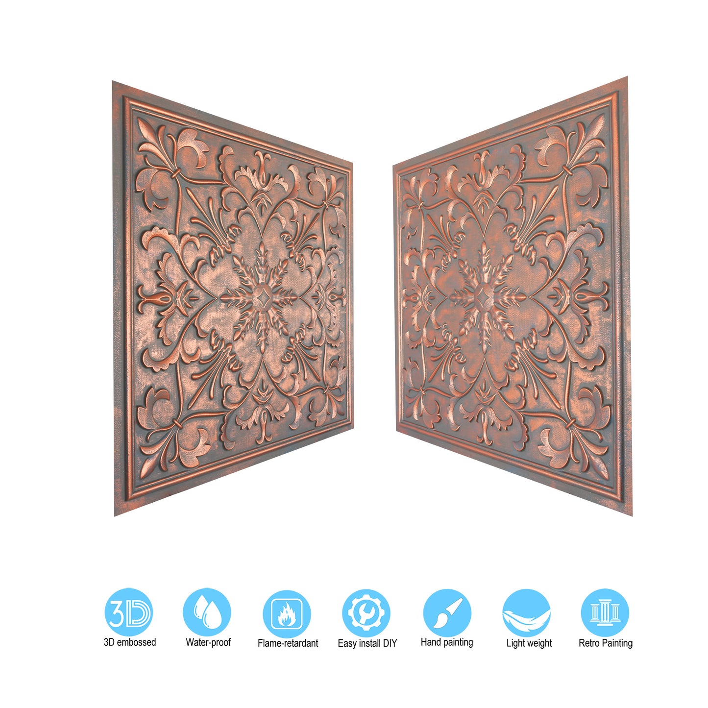 10tiles/lot Artistic Tin Ceiling Tiles for Artisan Workshops, Museums and Gallery Spaces PL70