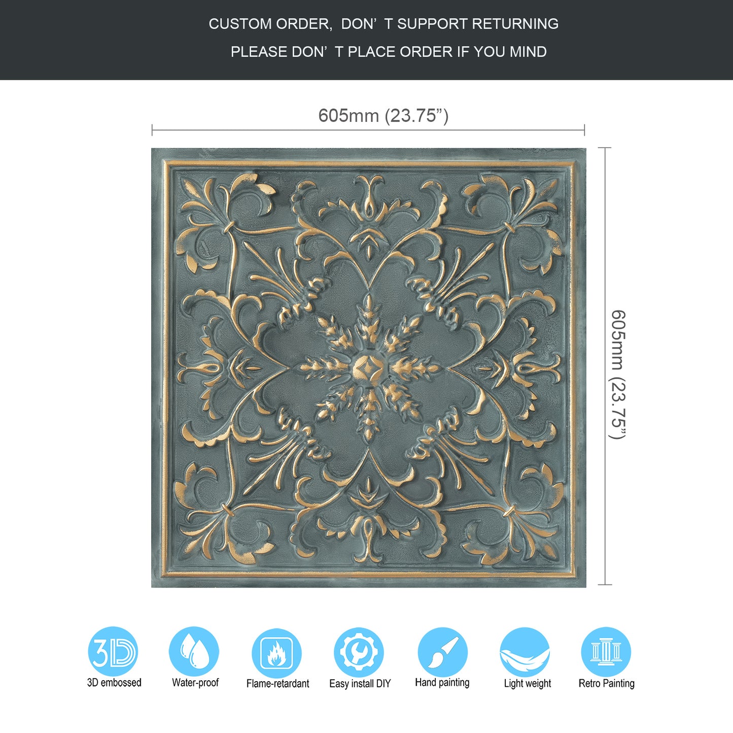 10tiles/lot PVC Ceiling Tiles for Salons, Spas, Massage Rooms and Comfortable Interiors PL66